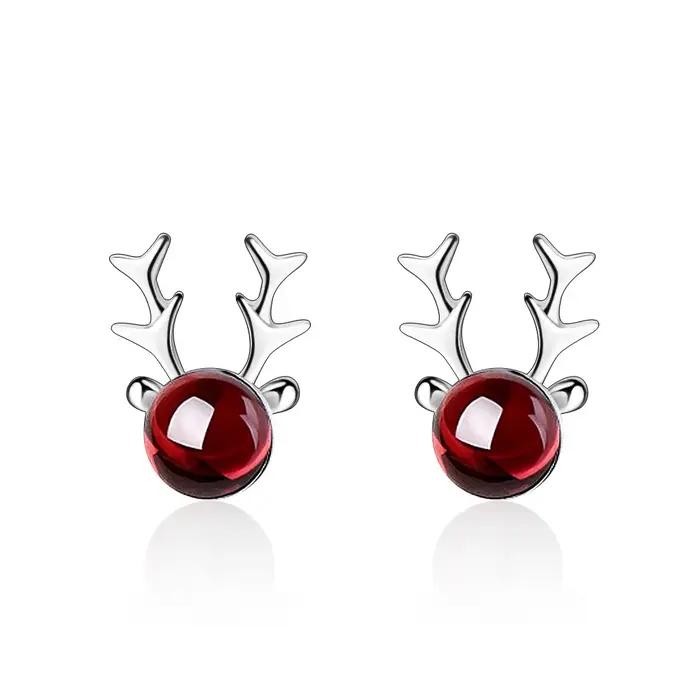 Boucles d'oreilles en forme de cerf de noël pour femmes