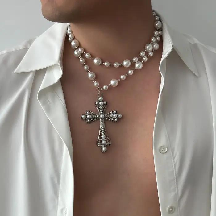 IngeSight.Z-Collier ras du cou en perles pour hommes et femmes