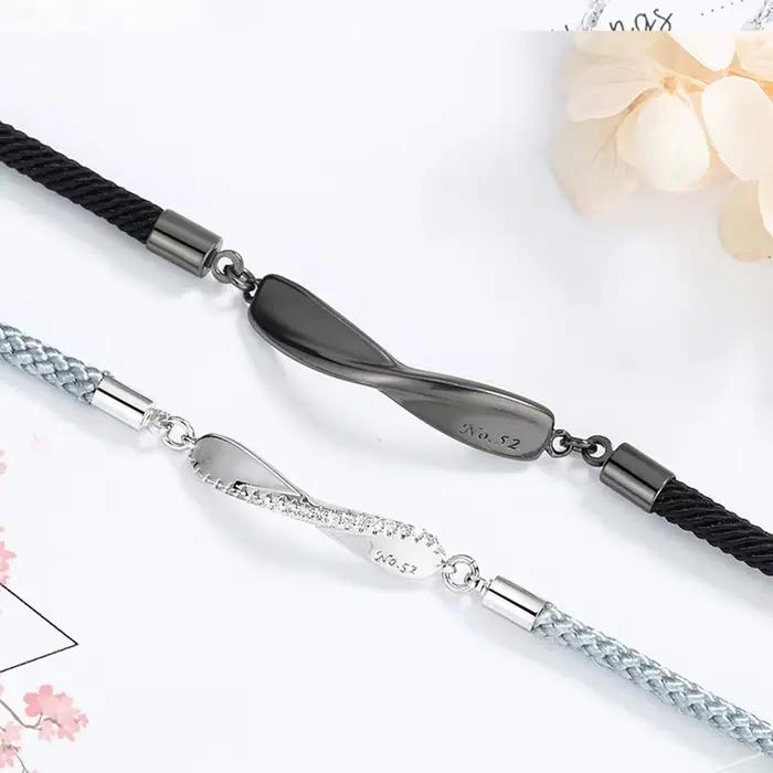 Bracelet romantique en alliage ondulé pour hommes et femmes, amour éternel, bracelet pour amis, bracelets pour couples, ULà main, anneau de us start