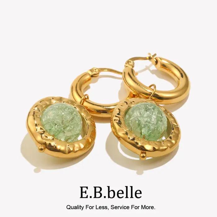 E.B.belle – boucles d'oreilles rondes créatives de couleur verte