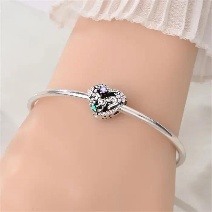 Breloque Perle en Argent Sterling 925 Mains de Parents et Enfants Entrelacées Compatible Bracelet Original DIY Style Famille Occasion Spéciale Cadeau Fête Anniversaire Naissance Baptême