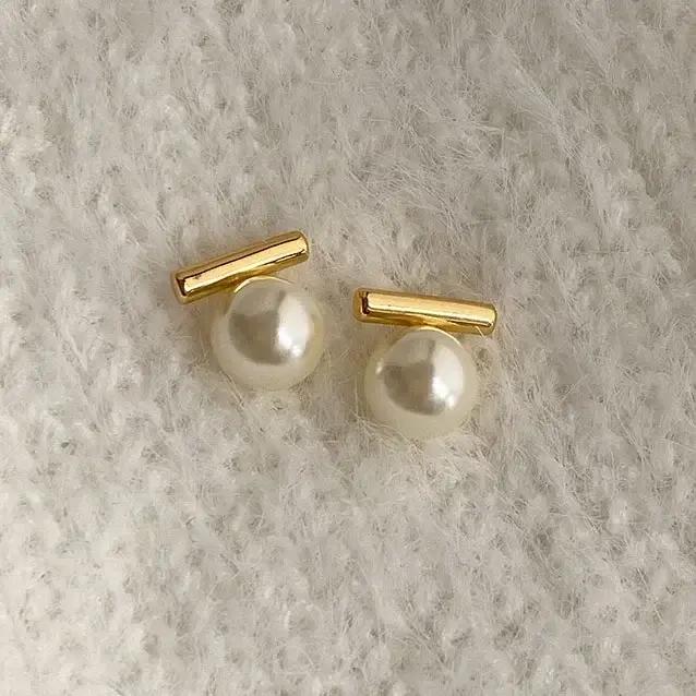 Boucles d'oreilles rondes en perles argentées pour femmes