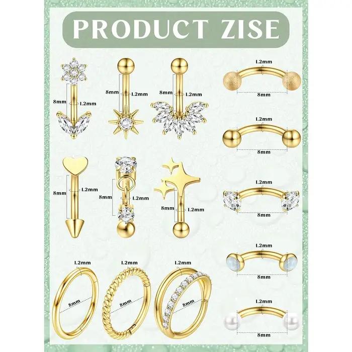 Bobisty 1PC Rook sourcil Piercing bijoux cerceaux chirurgical Vertical incurvé haltère acier inoxydable Daith conque nez Septum goujon