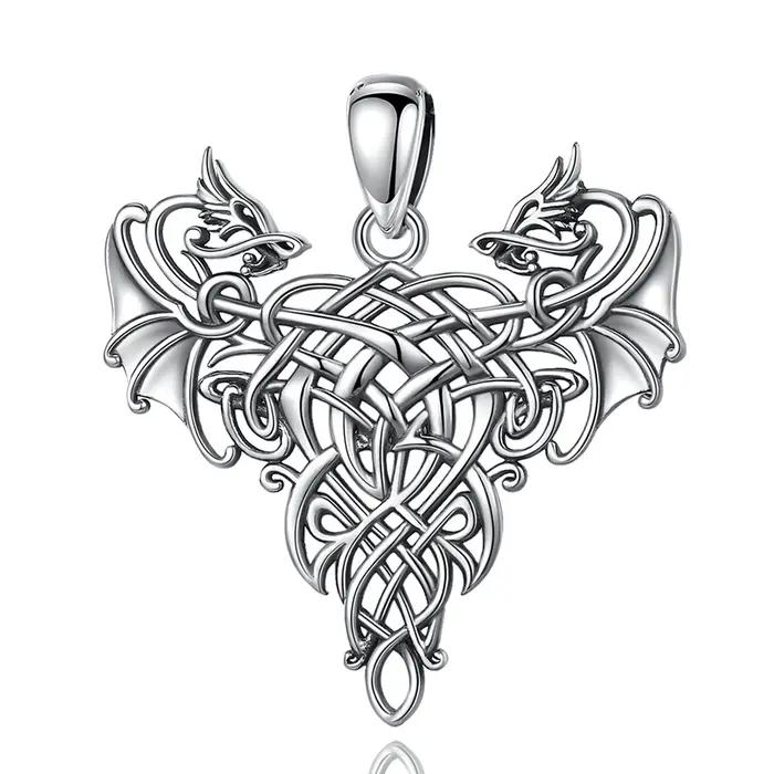 EUDORA – collier pendentif Dragon celtique en argent Sterling oxydé, Vintage, à la mode, cadeau avec boîte