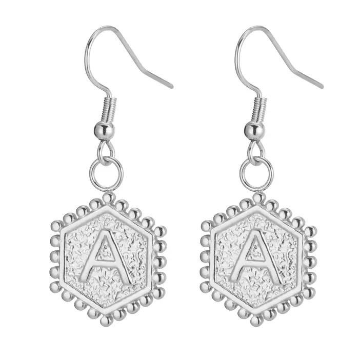 Amaxer A-Z Initiale Lettre 26 Alphabet Boucles D'oreilles En Acier Inoxydable Boucle D'oreille Pour Les Femmes Bijoux Ami Cadeau D'anniversaire