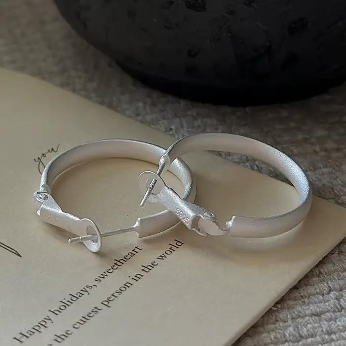 Boucles d'oreilles en argent Sterling 925 pour femmes, tendance, géométrique, grand rond, Simple, bijoux, prévention des allergies, accessoires cadeaux de fête