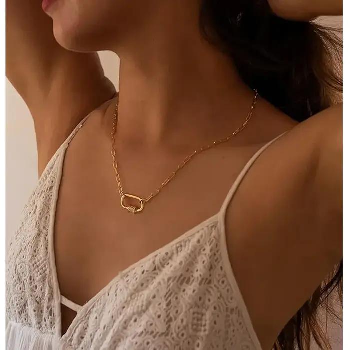Collier pendentif trombone plaqué or JO18 carats pour femme