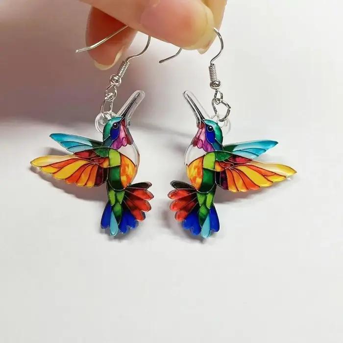 Colliers colorés de boucles d'oreilles d'oiseau de colibri