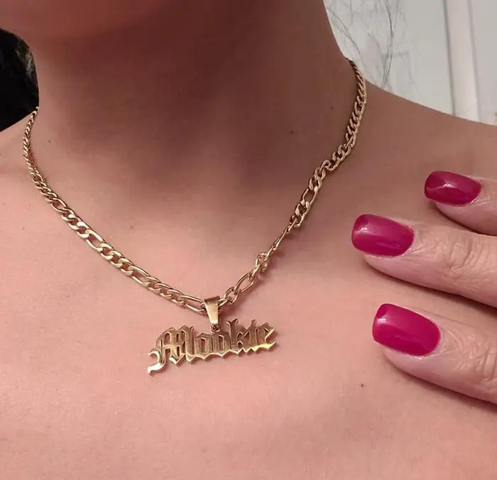 Collier avec nom personnalisé, cadeaux pour hommes et femmes, chaîne cubaine en or unisexe, chaîne F