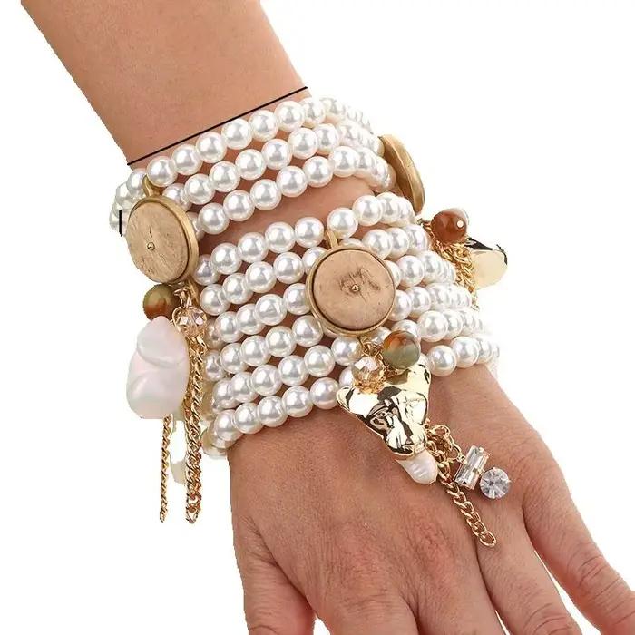 Ensemble de bracelets de perles dorées pour femmes, bijoux de cheville faits à la main, accessoires de déclaration