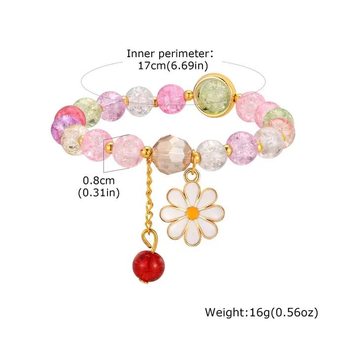 Bracelet perlé en cristal de pop-corn mignon pour femme