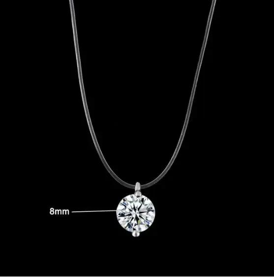 D VVS1 – collier avec pendentif Moissanite 2 carats pour femmes, en argent Sterling 925, ligne de pê