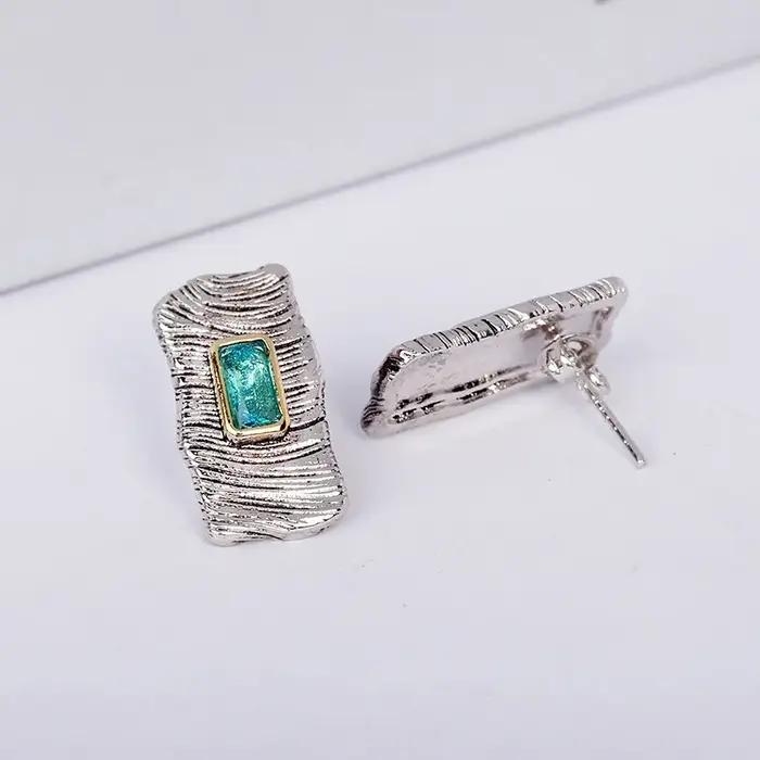 Boucles d'Oreilles Rétro en Argent Naturel pour Femme