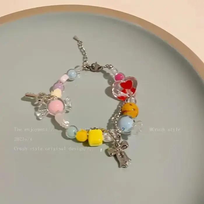 Bracelet de perles colorées pour femmes et filles, Y2K, mode mignon, nœud papillon, perle, étoile do