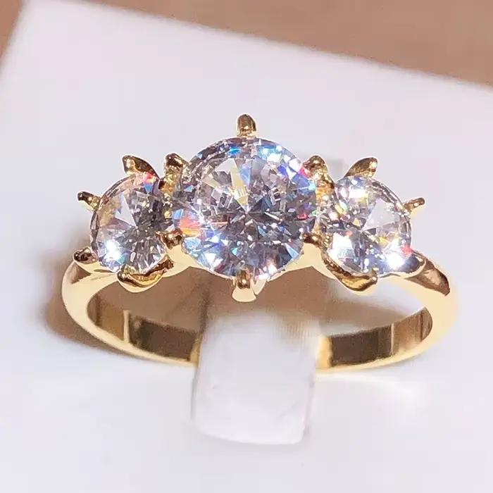 Bague en or 18 carats pour femme, nouvelle rangée de diamants, zircone blanche, timbre 2022, mode, b