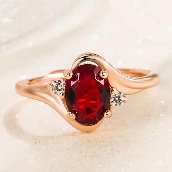 Bague romantique en argent Sterling 925 avec rubis pour femmes occasions spéciales engagement anniversaire mariage soirée festive