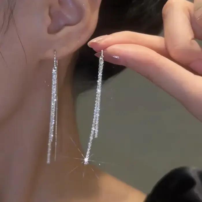 Boucles d'oreilles longues à pampilles pour femmes et filles