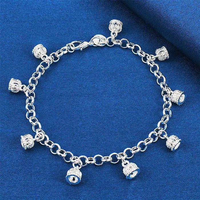 Bracelet cloche exquis en argent sterling 925 de 8 pouces pour femmes