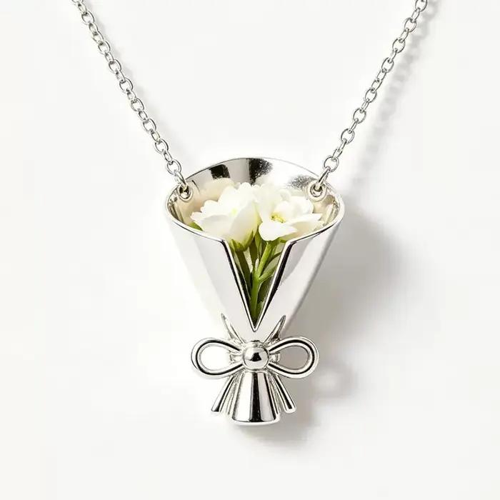 Nouvel Arrivage Collier Pendentif Mini Bouquet de Fleurs Amovible de Luxe pour Femme