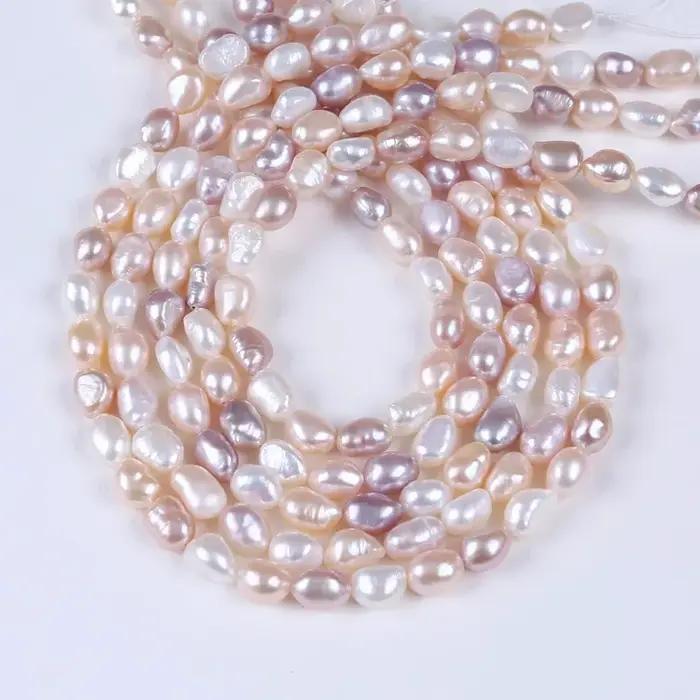 8-9mm eau blanc rose violet perle de culture baroque d'eau douce perles en vrac pour les femmes bijoux à bricoler soi-même