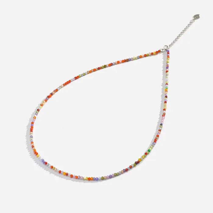 Collier en pierre naturelle Spinelle/Lapis Lazul/Amazonite/améthique/Tourmaline/améthyste Ketting 2MM argent 925 bijoux