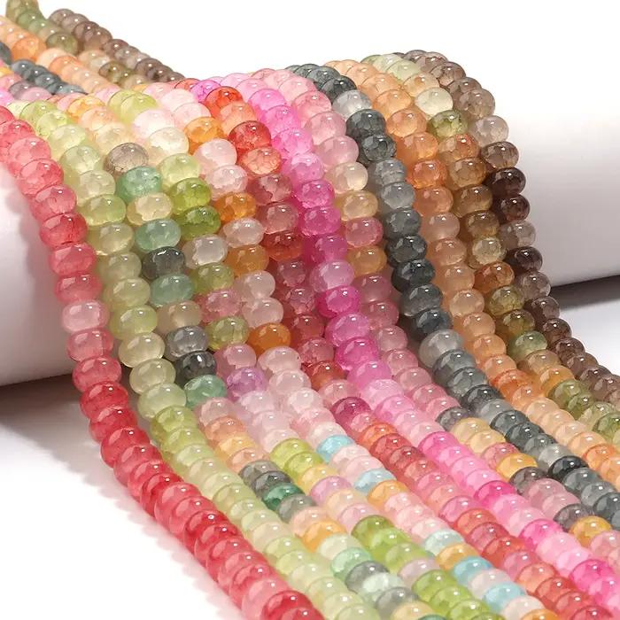 1 chaîne 5x8mm perles de verre boulier coloré plat rond