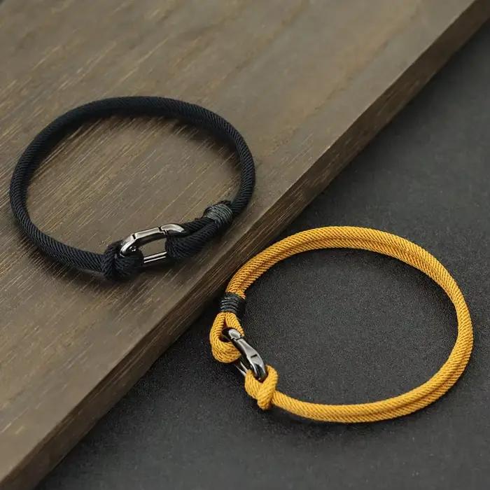 Noter Bracelet à fil fin pour hommes fait à la main tressé chaîne charme Braslet en plein air survie Bracelet élégant noeud nautique Pulsera