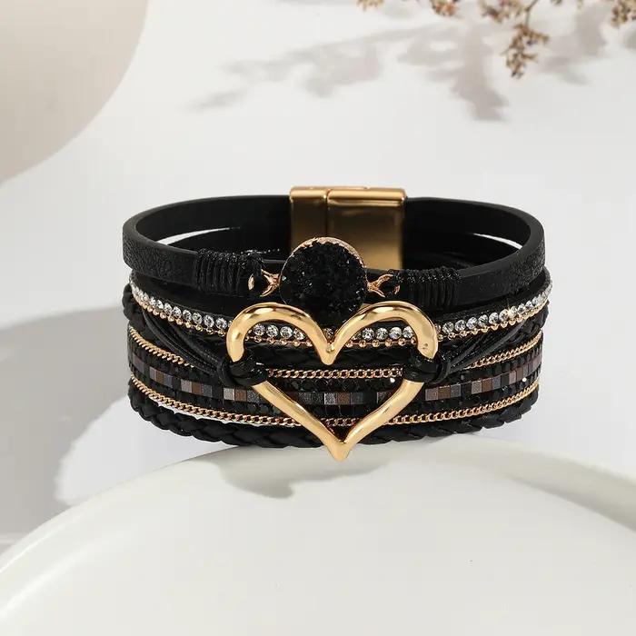 Bracelet multicouche bohème Vinatge croix bénie avec fermoir magnétique pour hommes et femmes amis