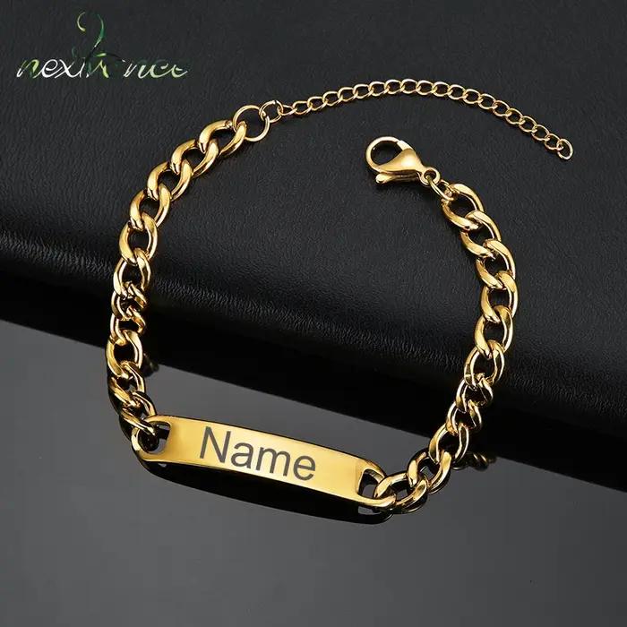 Nextvance nouveau nom personnalisé Bracelets en acier inoxydable graver Date Bracelet