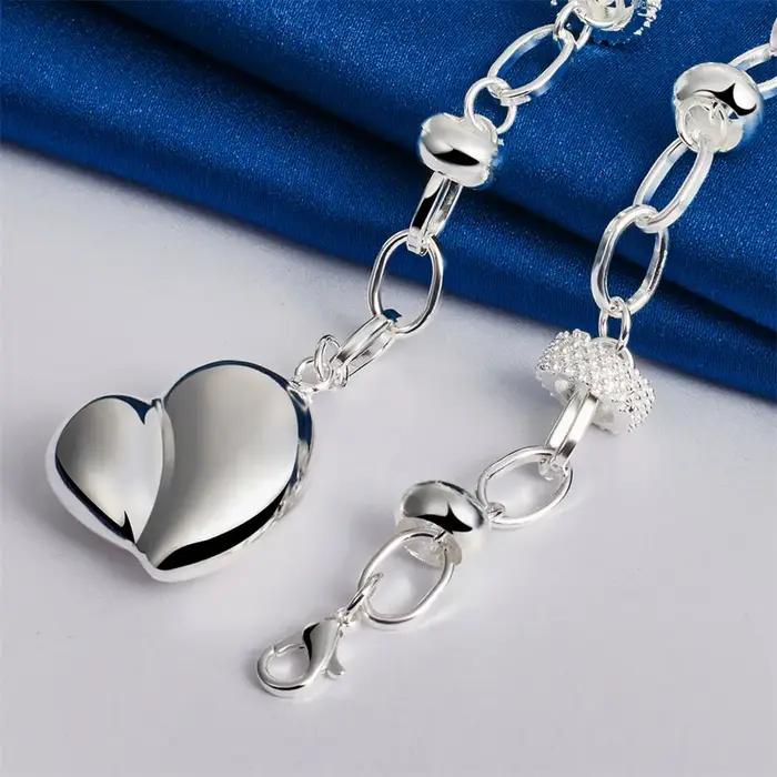 Collier Cœur Élégant et Brillant en Argent Sterling 925 pour Femme – Accessoire de Mode pour Fête et Fiançailles