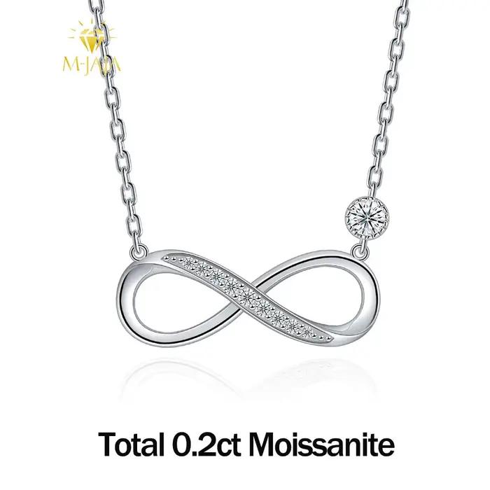 M-JAJA Moissanite collier Möbius boucle infinie pendentif collier pour femmes 925 en argent Sterling