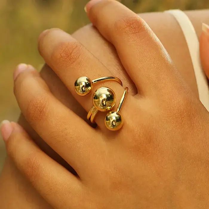 Bague de déclaration à boules ouvertes pour femmes