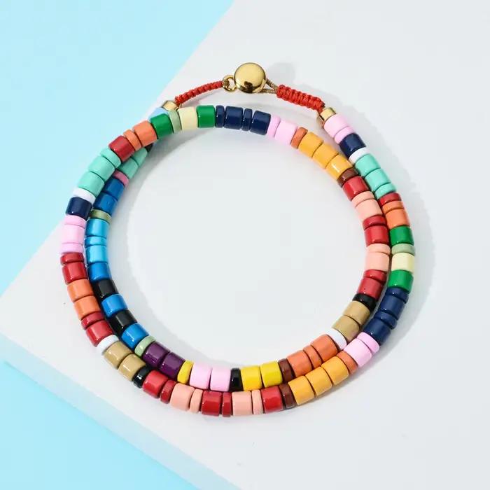 Collier de perles arc-en-ciel pour femme