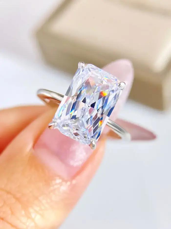 DWJ – bague rectangulaire brillante en argent Sterling 925