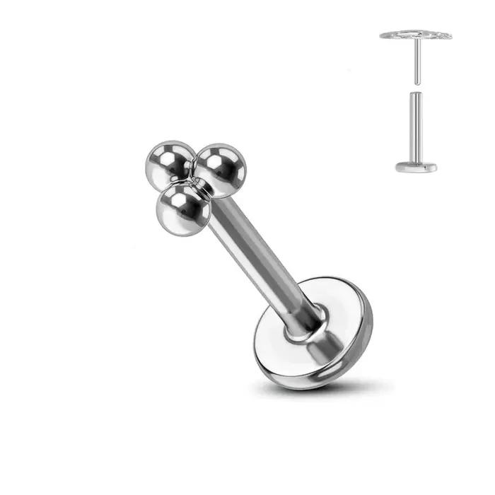 ASTM F136 G23 titane fleur sans fil boucle d'oreille Piercing pétales feuille coeur papillon broche