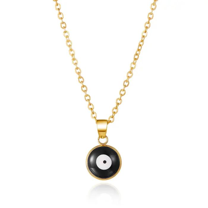 Collier pendentif mauvais œil turc rond simple pour femme