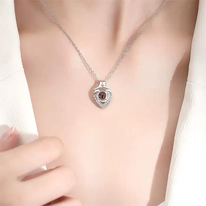 Collier Coeur Personnalisé avec Photo Intérieure Bijou Or Rose Pour Femmes Occasions Spéciales Anniversaire Souvenirs Précieux