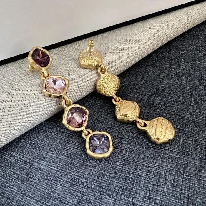 Os – boucles d'oreilles géométriques en verre coloré incrusté de Zircon pour femmes