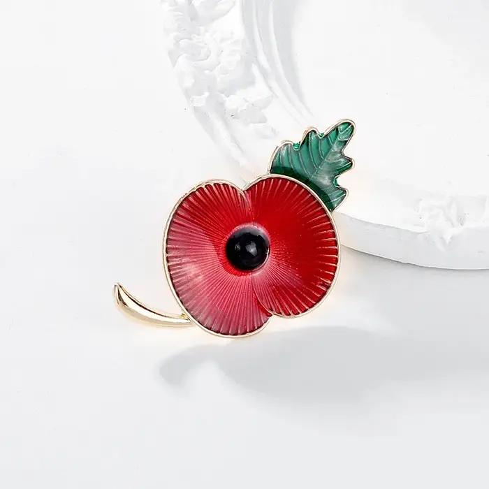 Broche coquelicot rouge de la seconde guerre mondiale unisexe ethnique en métal pour femmes et hommes ocassions spéciales et cadeaux historiques