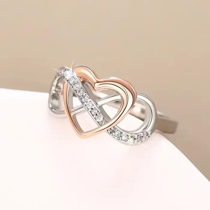 Huitan – bagues uniques avec signe infini et cœur pour femmes