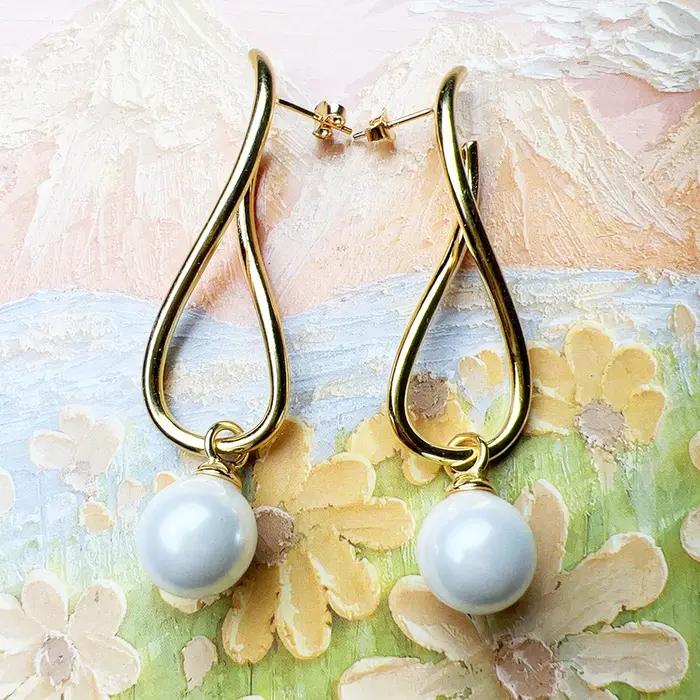 Boucles d'oreilles plaquées or Heritage Pearl pour femme