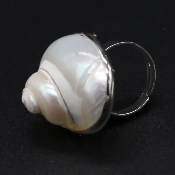 Bague ronde en pierre de coquillages naturels blancs style bohème pour femme bijou mode géométrique à porter pour occasions spéciales