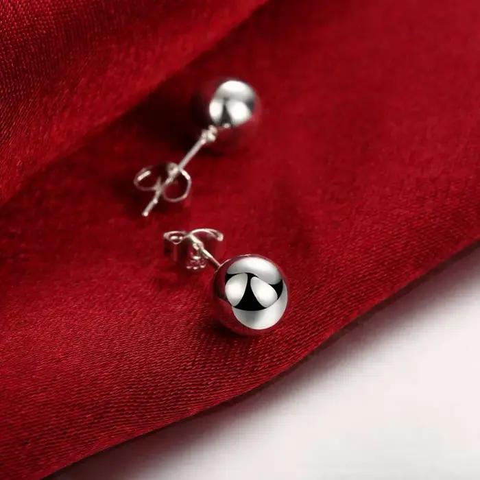 925 argent rond 6/8/10mm perle boucles d'oreilles pour femmes fille enfant enfants bijoux