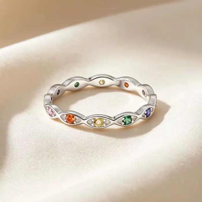 Trustdavis – bague en argent 925 véritable pour femmes, bijoux fins, à la mode et de luxe, avec Zircon coloré, taille 6 7 8, joli cadeau, DS4923