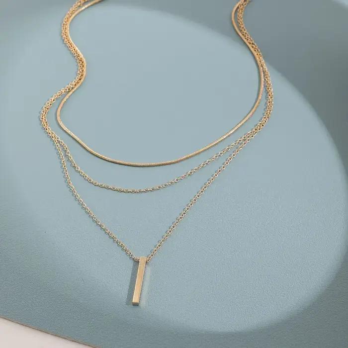 Collier empilable à trois couches en argent Sterling 925 avec pendentif simple pour femmes occasions spéciales partys elegance moderne