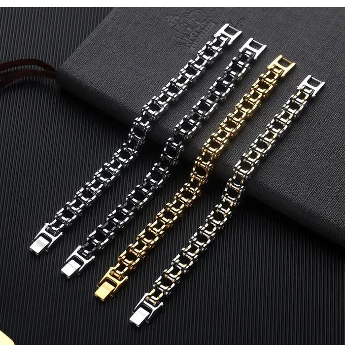 Bracelet en acier inoxydable hiphop rock pour homme motard vélo occasionnels cadeau masculin audacieux