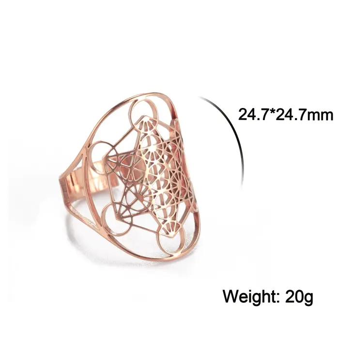 Archangel Metatron bague en acier inoxydable taille réglable Salomon bijoux les secrets de la géométrie du jardin