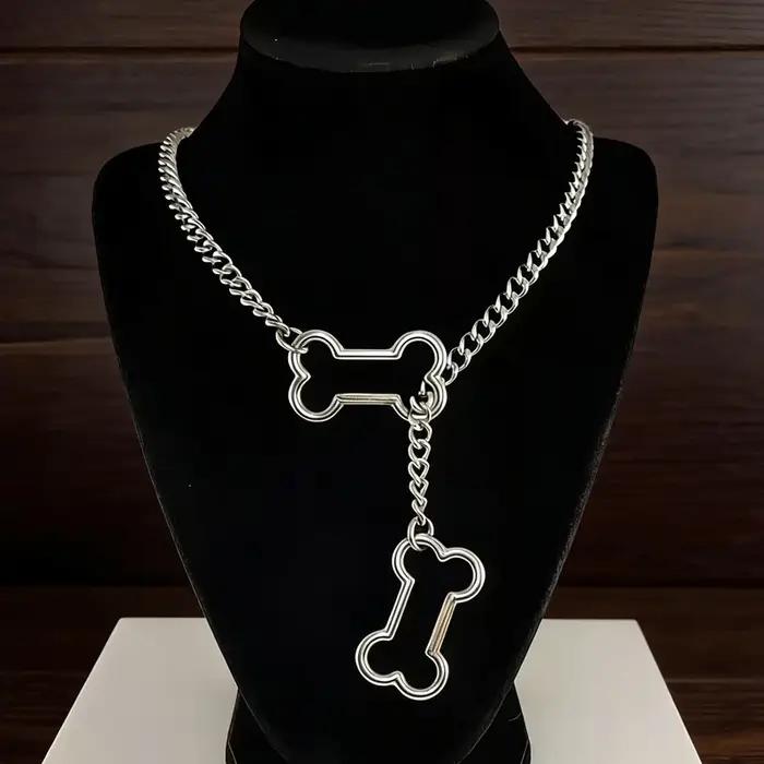 Punk breloques chaîne os pendentif collier pour femmes mode coréenne Goth géométrique