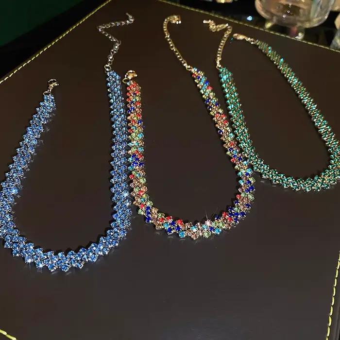Collier Ras du Cou en Strass Brillants pour Femme