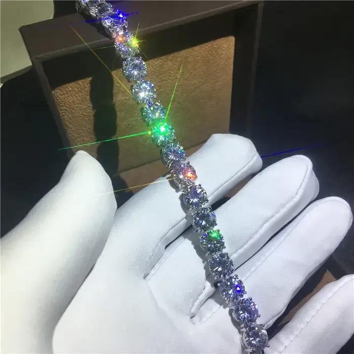 Bracelet de tennis pour femme, diamant de laboratoire, or blanc, bracelets de fiançailles remplis, a